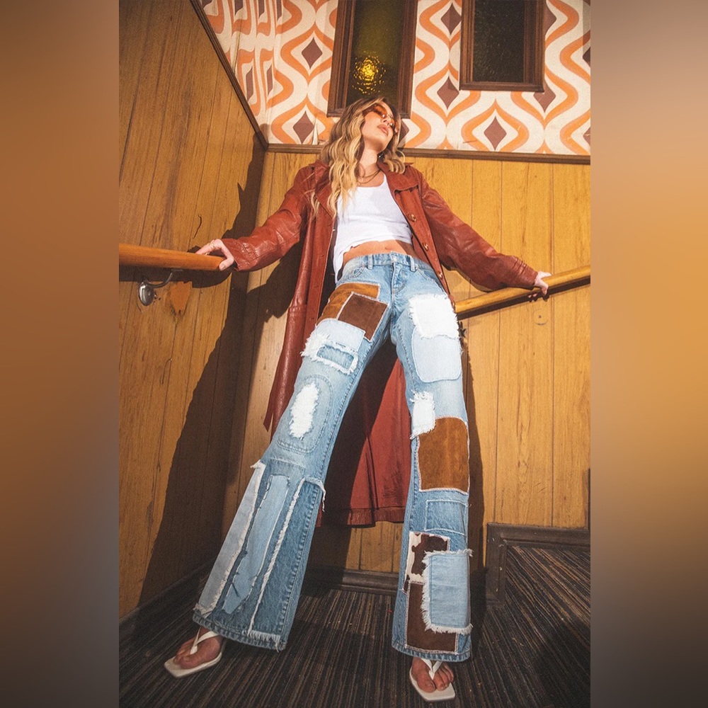 Vintage Multi Patchwork Denim Jeans
